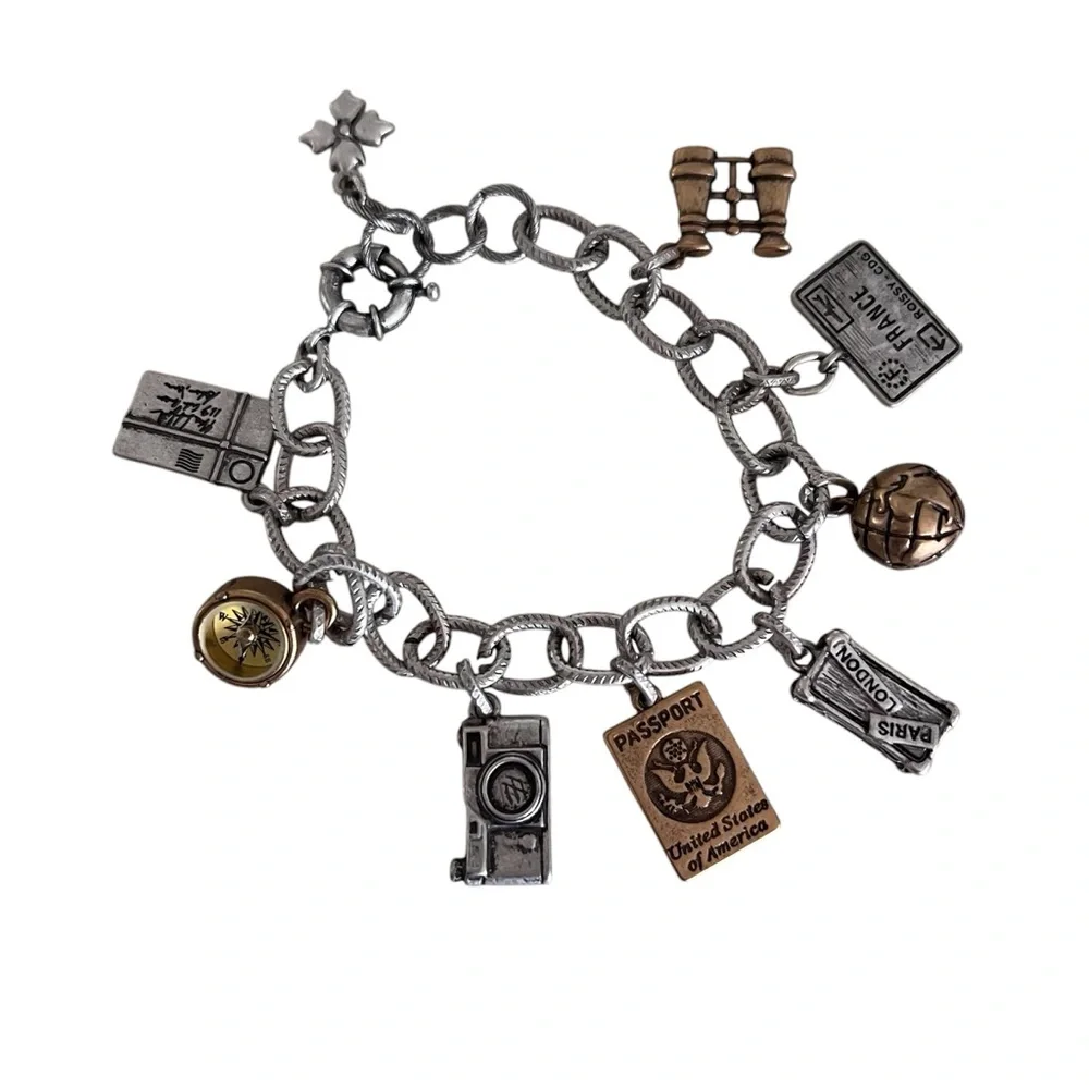Vintage Travel Theme Charm Bracelet - Picture 1 of 7